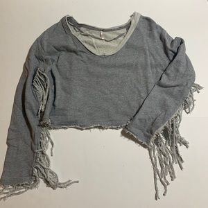 Free people cropped sweatshirt with fringe